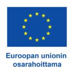 Sininen EU-lippu ja teksti Euroopan unionin osarahoittama